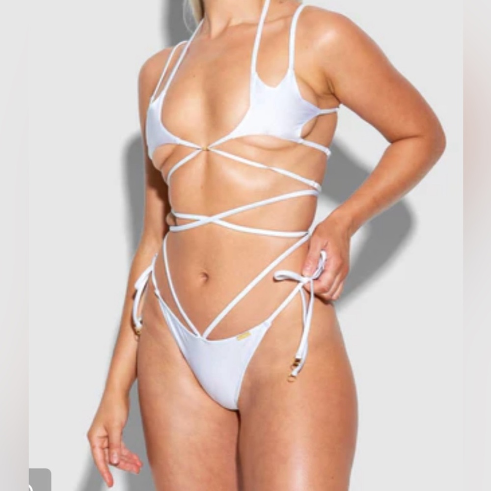 Frederick’s of Hollywood Amala Star White Strappy Bikini